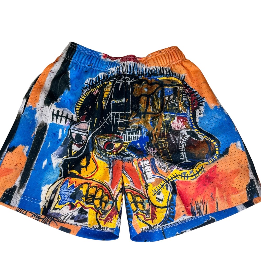Bravest Studios Basquiat Skull Mesh Basketball Shorts Men's Medium Multicolor